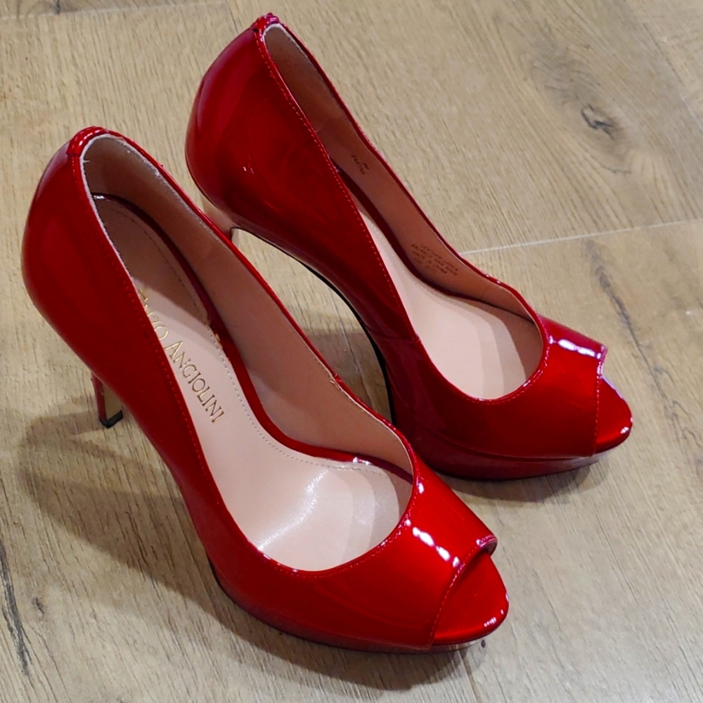 Enzo Angiolini Red Peep‎ Toe Pumps